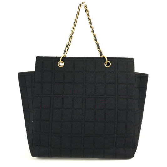 CHANEL Shoulder Bag Jersey black CC COCO Mark Chocolate Bar