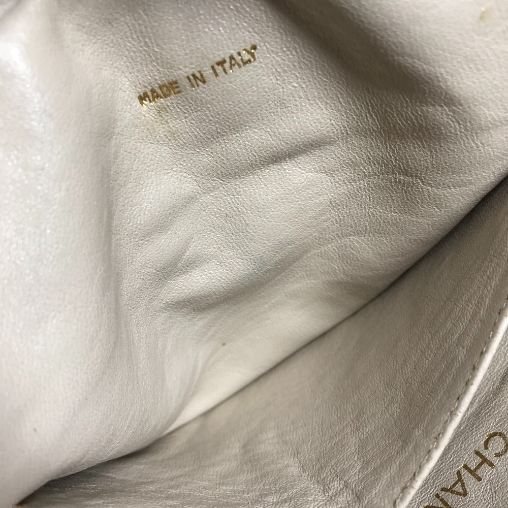 CHANEL Shoulder Bag canvas beige vintage logo matelassé quilted fringe tassel