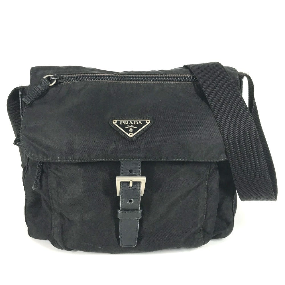 PRADA Shoulder Bag Nylon black Triangle logo plate
