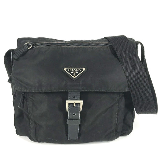 PRADA Shoulder Bag Nylon black Triangle logo plate
