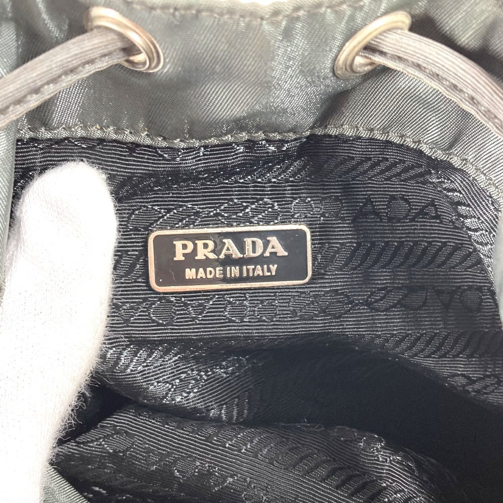 PRADA Handbag Leather / nylon Gray type Triangle logo plate