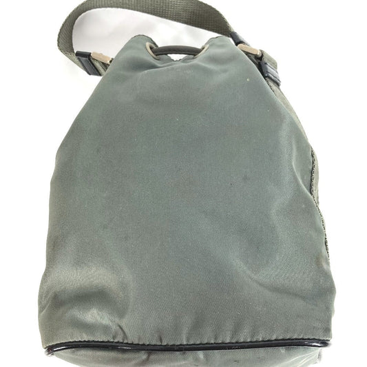 PRADA Handbag Leather / nylon Gray type Triangle logo plate