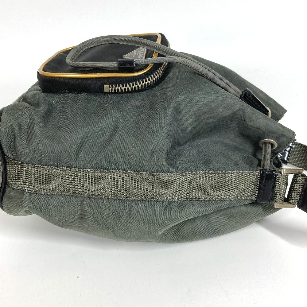 PRADA Handbag Leather / nylon Gray type Triangle logo plate