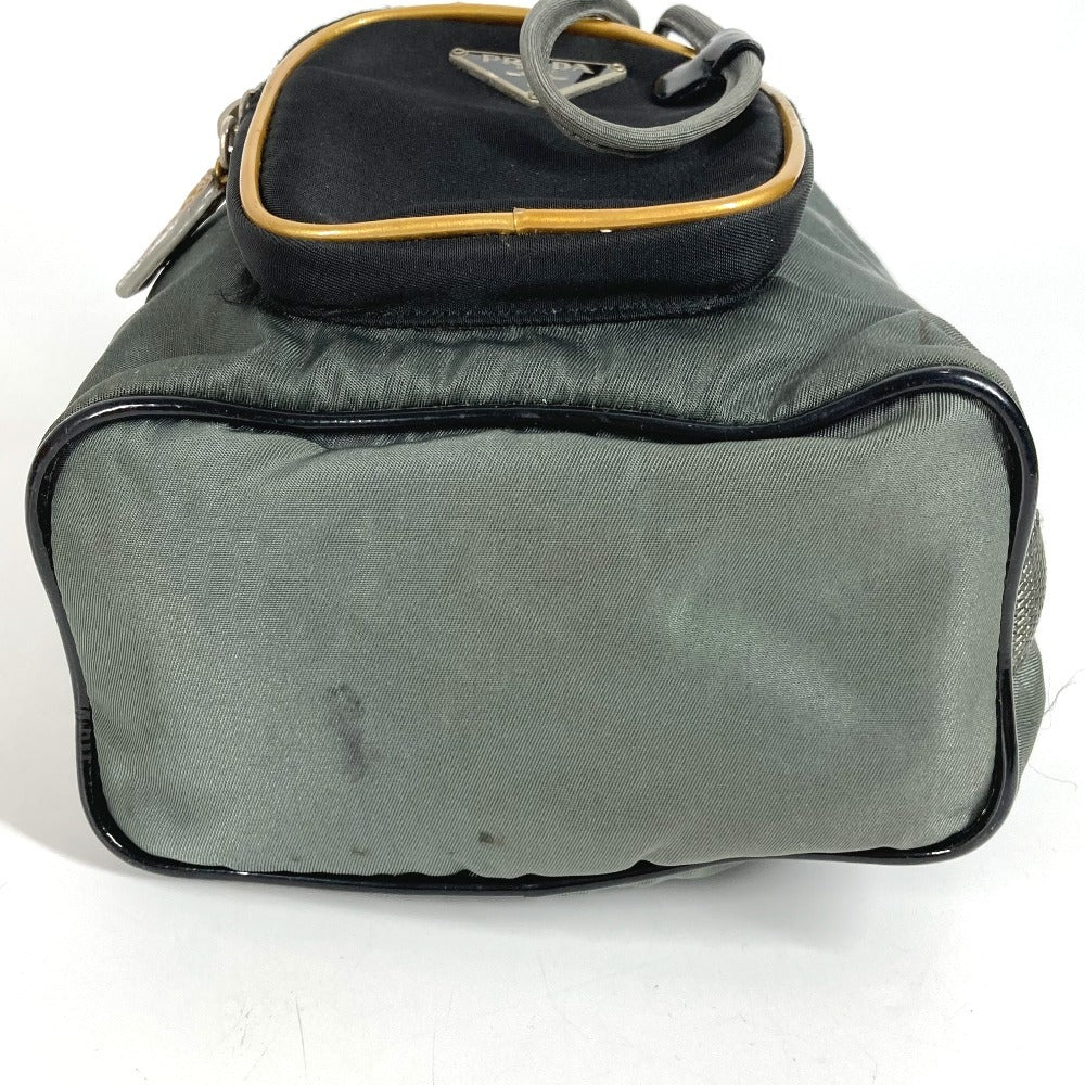 PRADA Handbag Leather / nylon Gray type Triangle logo plate