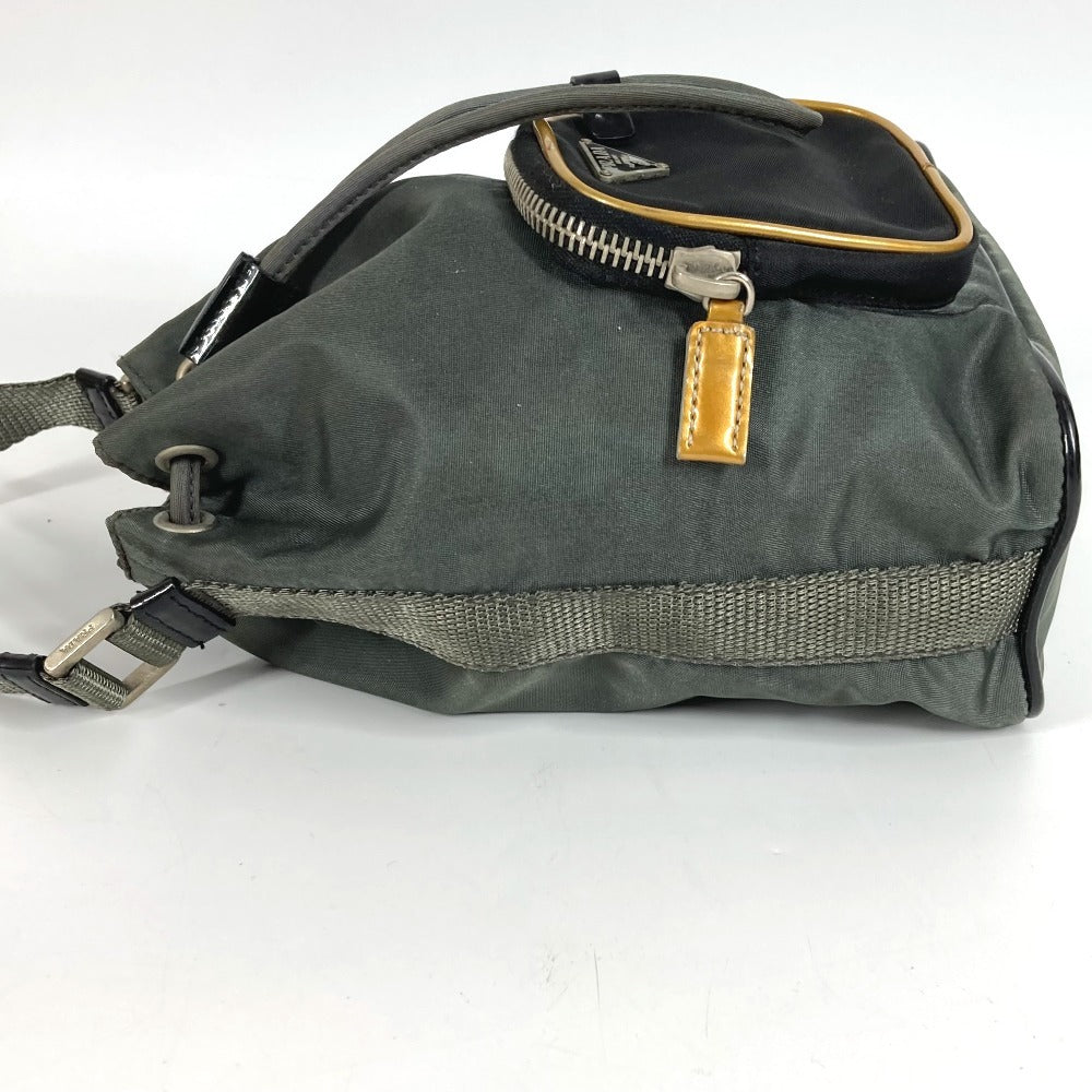 PRADA Handbag Leather / nylon Gray type Triangle logo plate