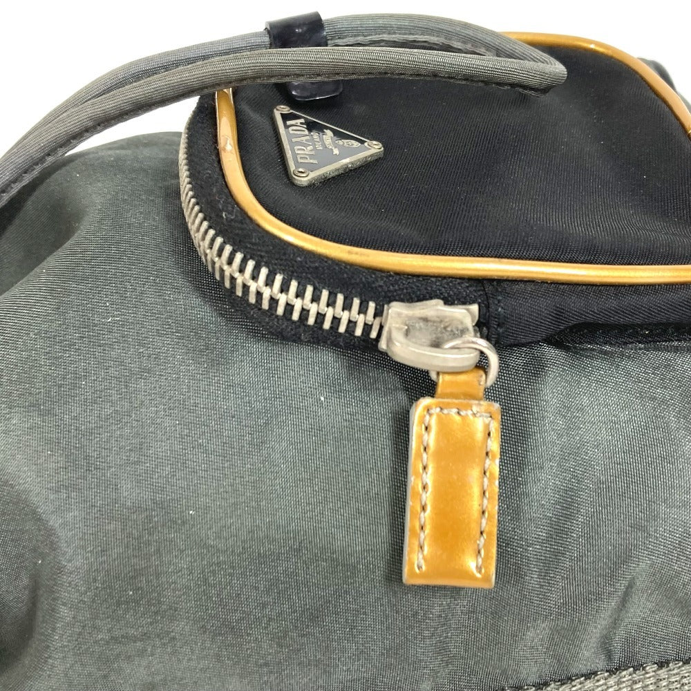 PRADA Handbag Leather / nylon Gray type Triangle logo plate