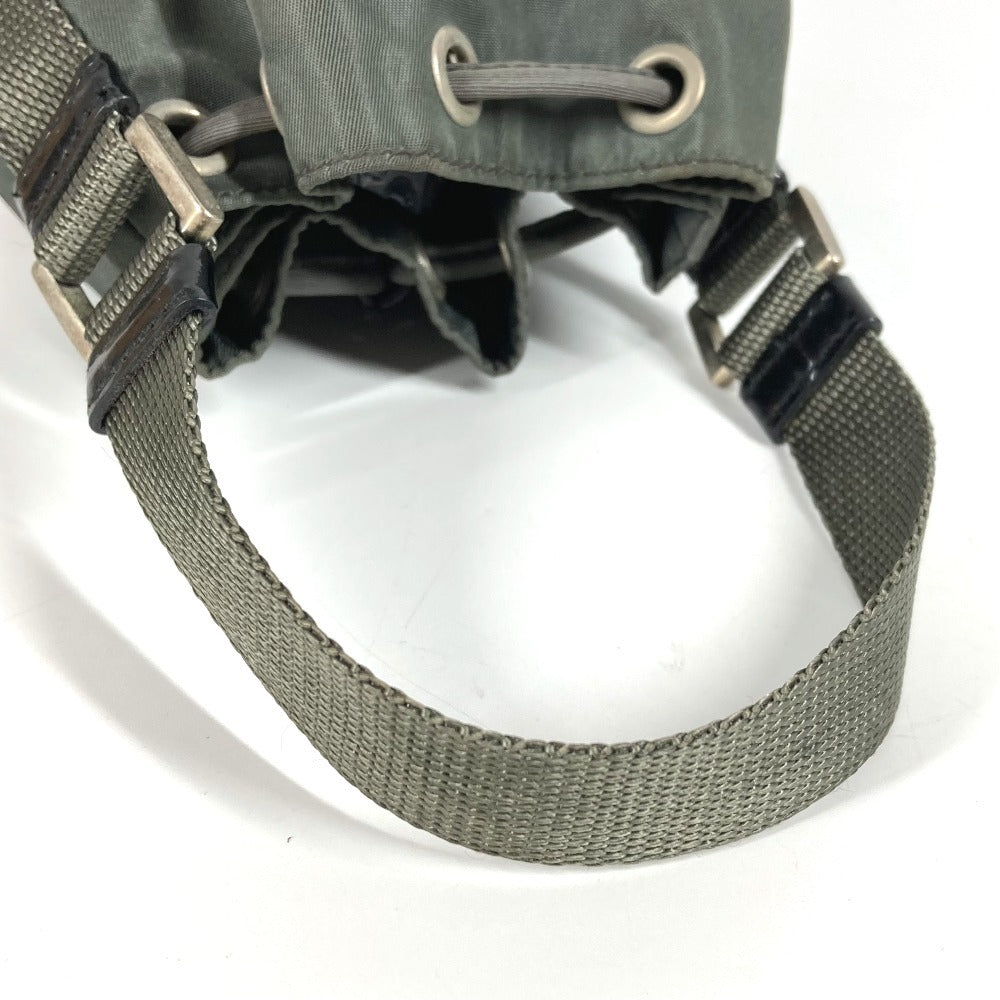 PRADA Handbag Leather / nylon Gray type Triangle logo plate