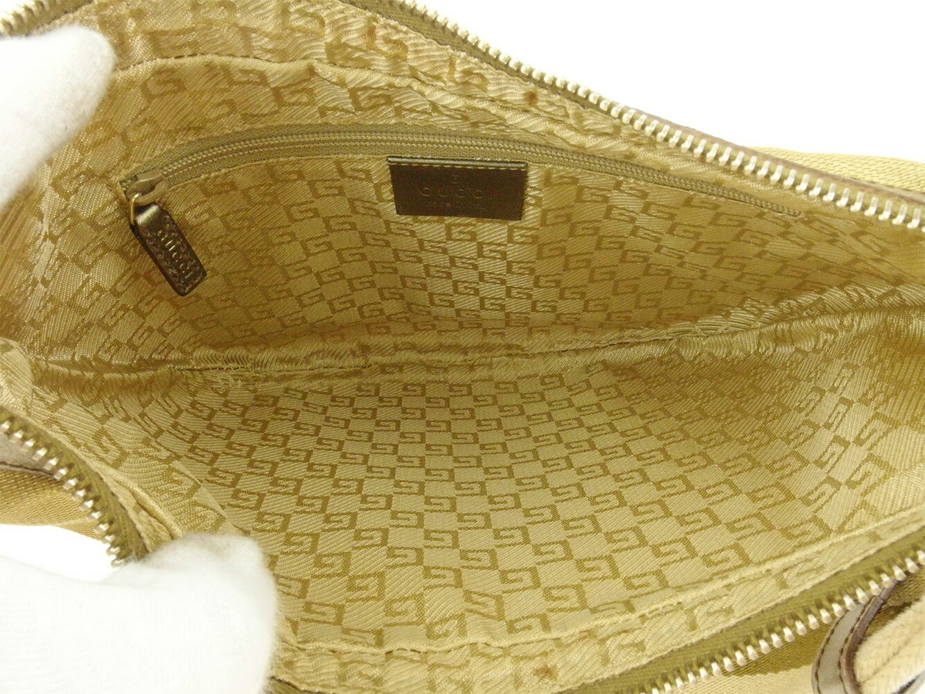 GUCCI Shoulder Bag Gold Brown Green
