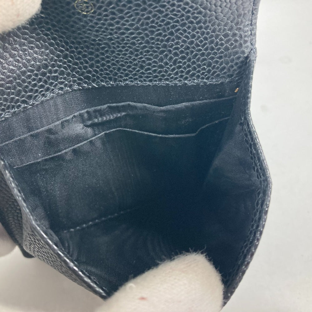 CHANEL Coin case A13233 Caviar skin black CC COCO Mark Women Used Authentic