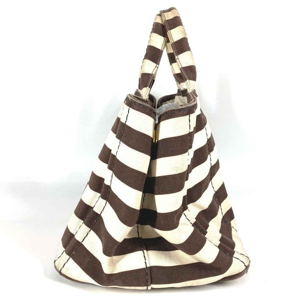 PRADA Handbag canvas Brown Canapa logo border