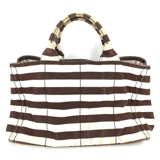 PRADA Handbag canvas Brown Canapa logo border