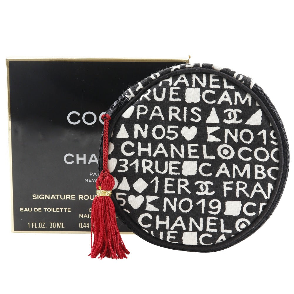 CHANEL Pouch cotton black 31rue cambon novelty Makeup pouch Women Used Authentic