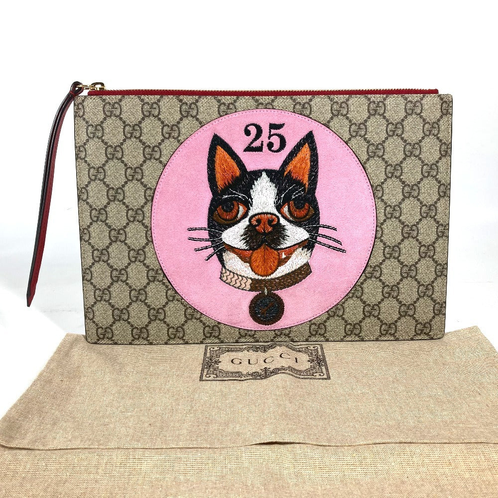 GUCCI Clutch bag 506280 GG canvas / leather beige GG Supreme BOSCO Cat
