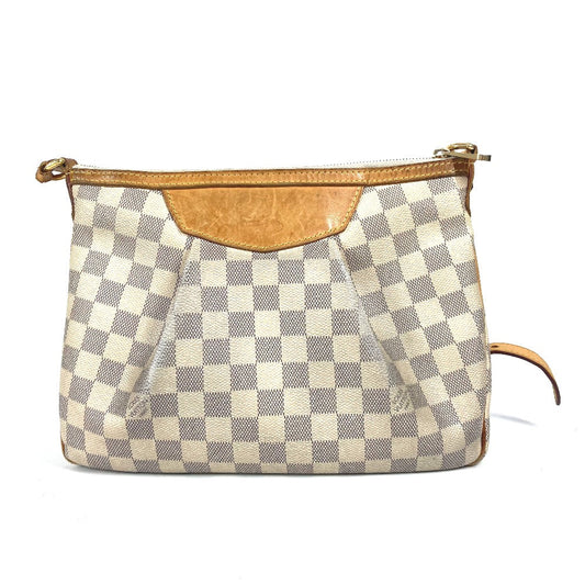 LOUIS VUITTON Shoulder Bag N41113 Damier Azur Canvas white Damier Azur Siracusa PM Women Used Authentic
