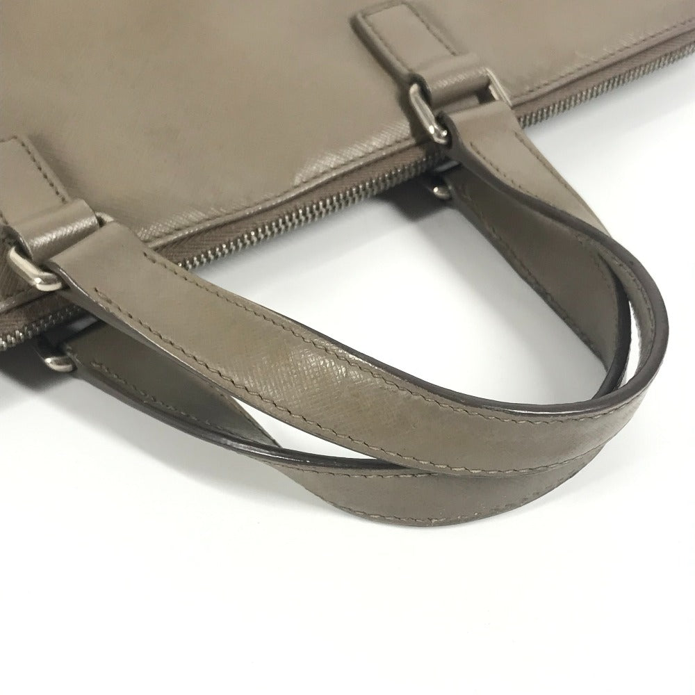 PRADA Business bag saffiano leather Beige type Triangle logo plate mens Used Authentic