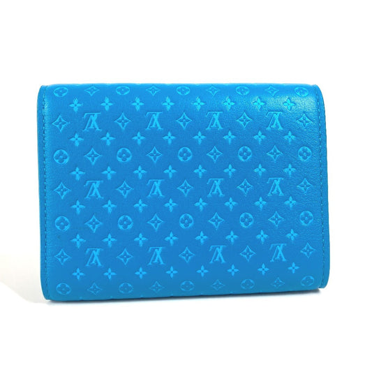 LOUIS VUITTON Trifold wallet M82314 leather blue Nanogram Portefeuille Victorine unisex(Unisex) Used Authentic
