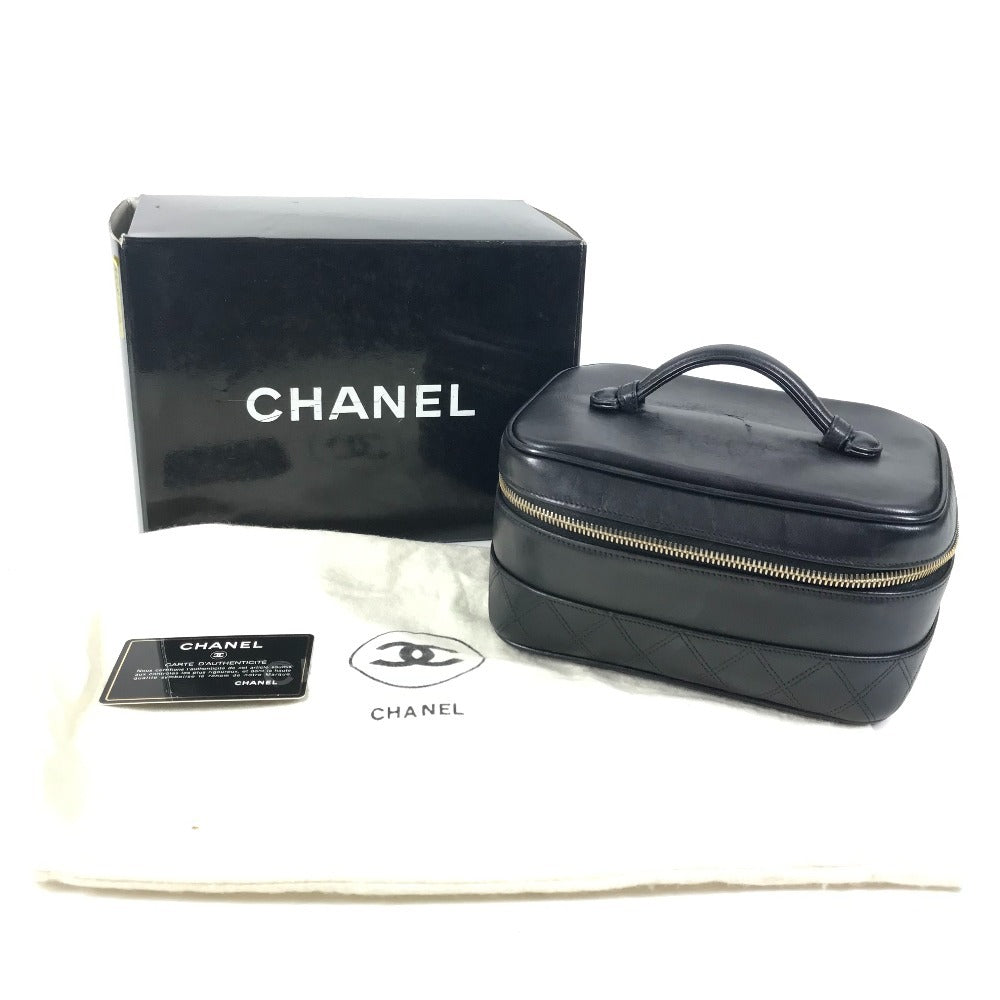 CHANEL Handbag leather black CC COCO Mark logo Bicolore Matelasse Quilting