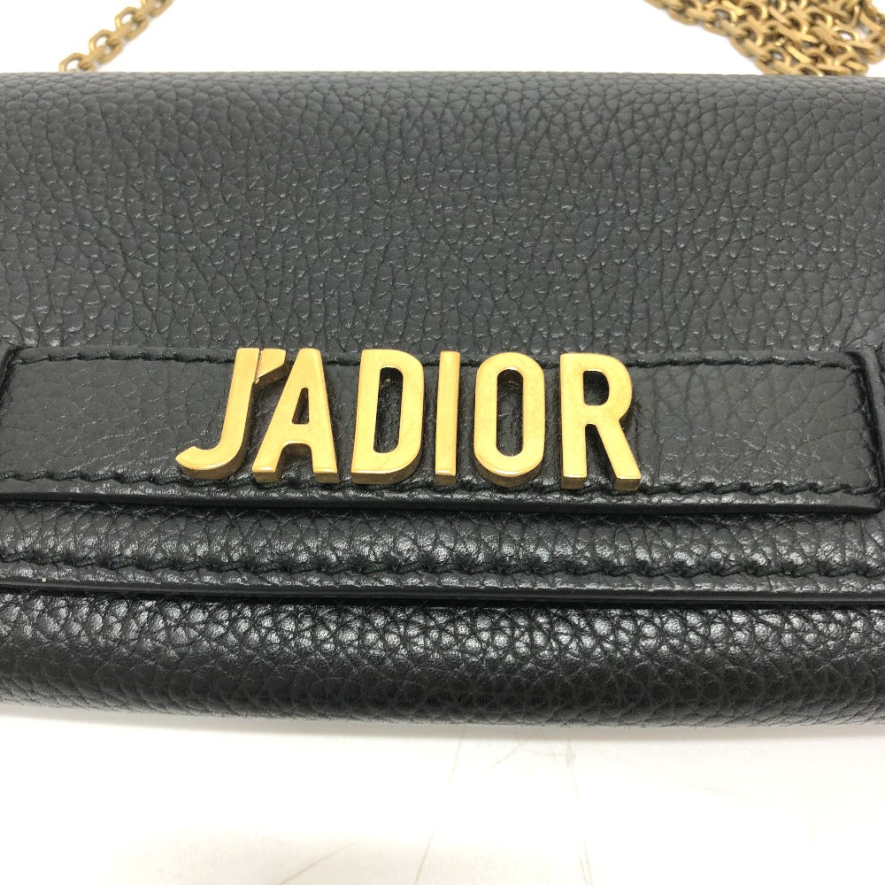 Dior Shoulder Bag leather black logo/Crossbody JADIOR Women Used Authentic