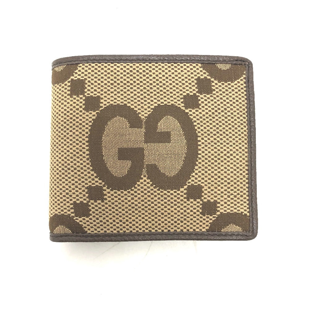 GUCCI Folded wallet 699314 GG canvas beige GG jumbo Women Used Authentic