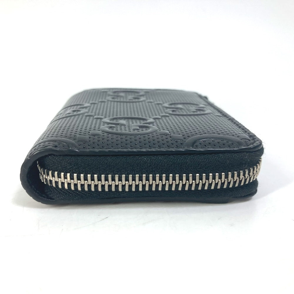 GUCCI Coin case 657571 leather black GG emboss L-shaped fastener mens Used Authentic