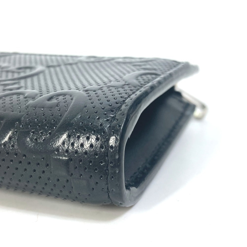 GUCCI Coin case 657571 leather black GG emboss L-shaped fastener mens Used Authentic