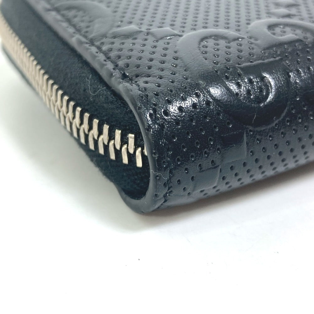 GUCCI Coin case 657571 leather black GG emboss L-shaped fastener mens Used Authentic