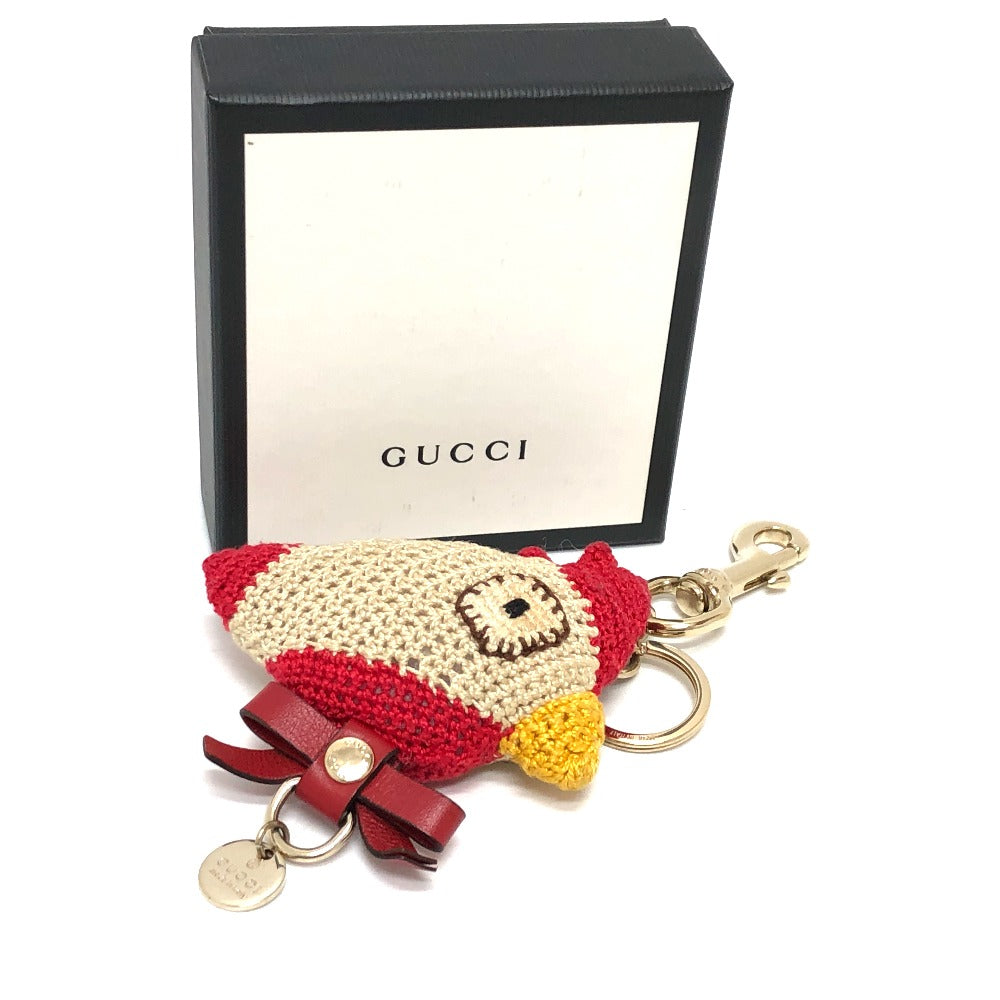 GUCCI Bag charm knit beige Chicken Women Used Authentic