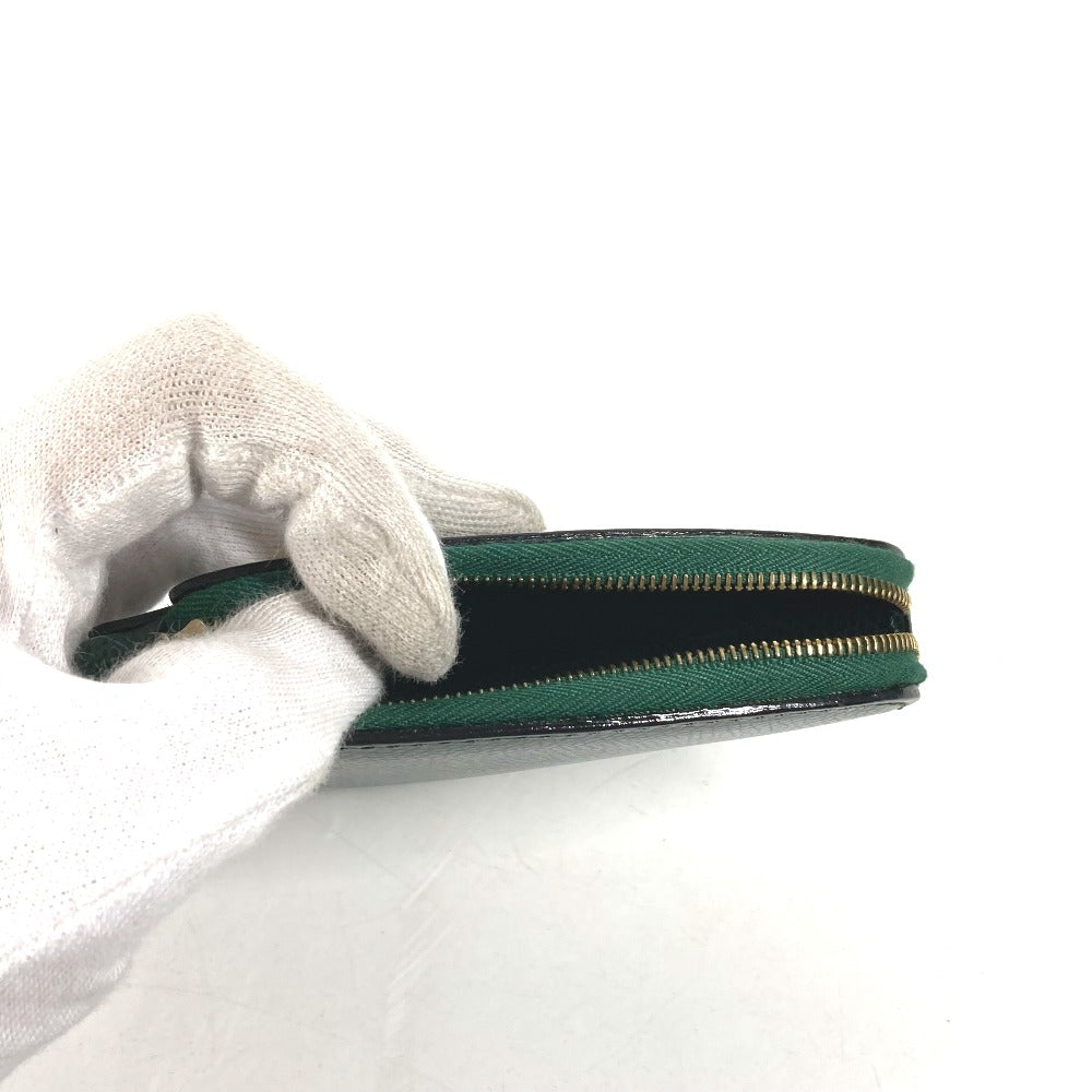 CELINE Pouch leather green Rhinestone tree Women Used Authentic