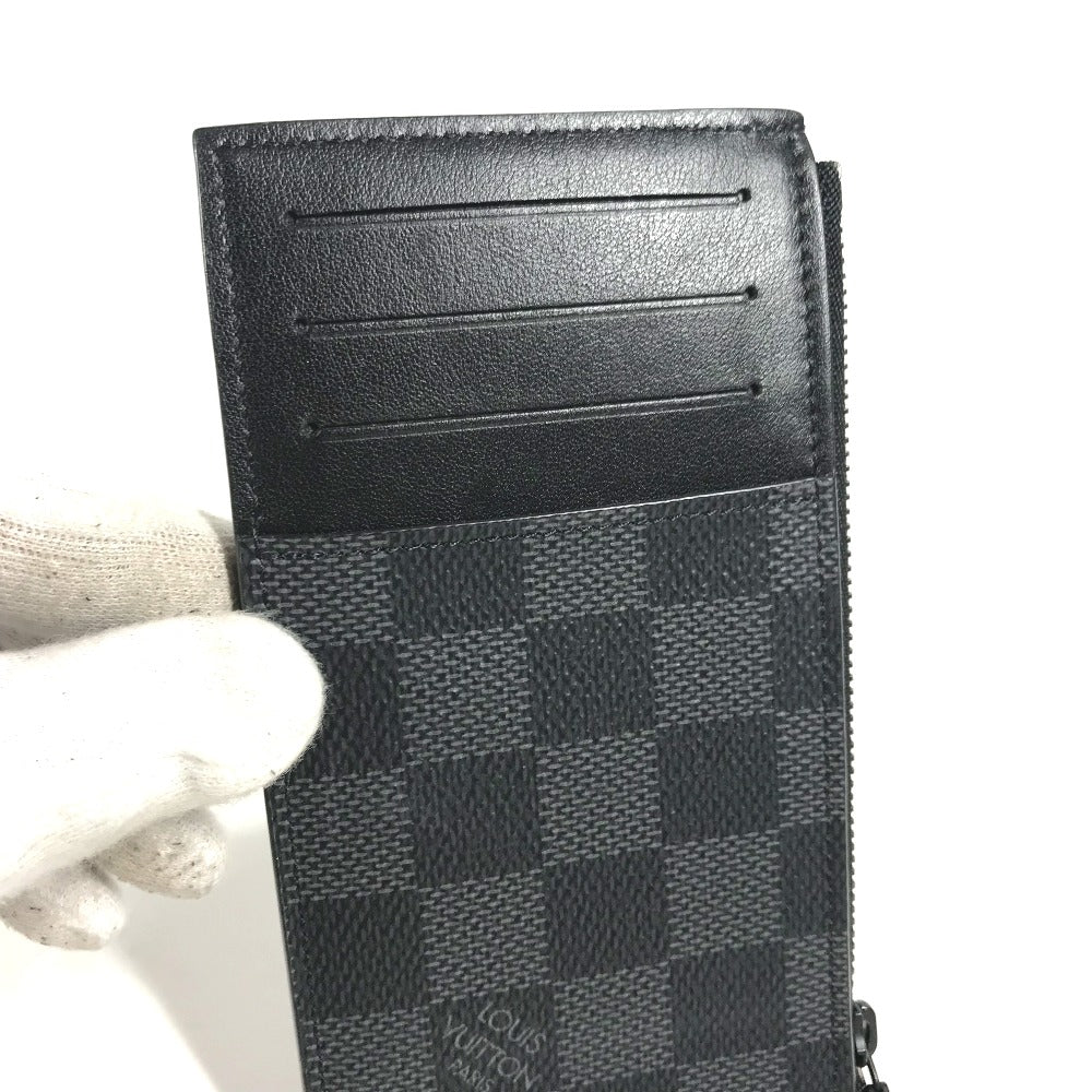 LOUIS VUITTON Coin case N60354 Damier Grafitto Canvas black Damier Grafitte Utility coin card holder mens Secondhand Authentic