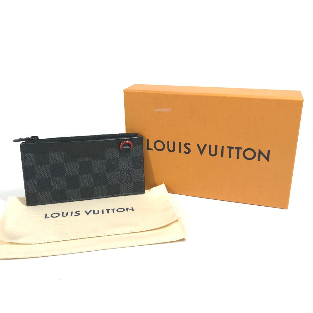 LOUIS VUITTON Coin case N60354 Damier Grafitto Canvas black Damier Grafitte Utility coin card holder mens Secondhand Authentic