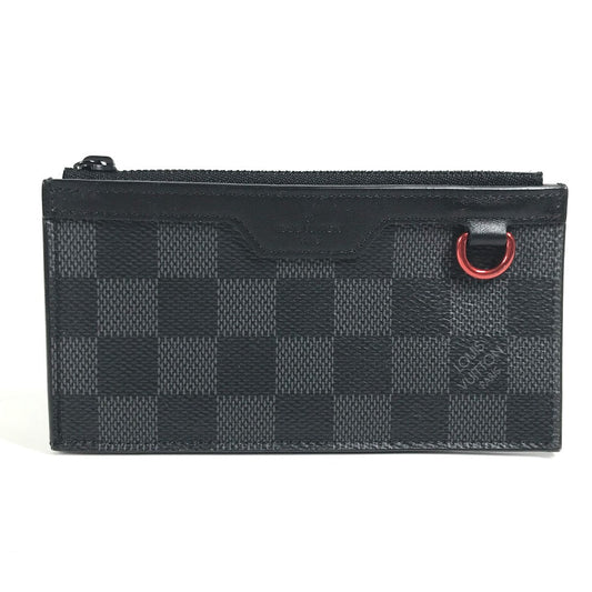 LOUIS VUITTON Coin case N60354 Damier Grafitto Canvas black Damier Grafitte Utility coin card holder mens Secondhand Authentic