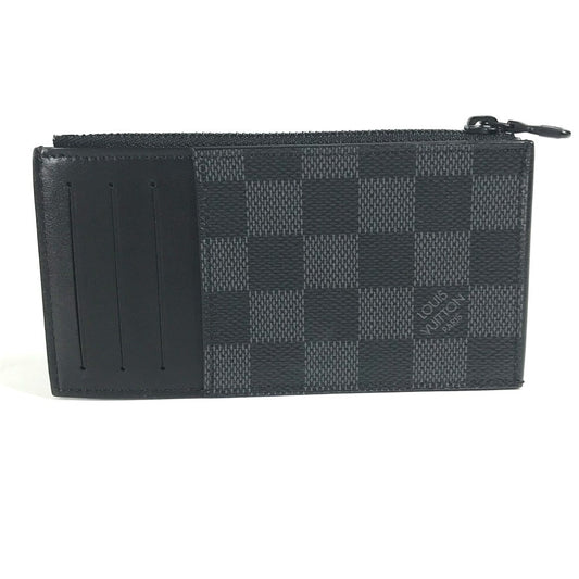 LOUIS VUITTON Coin case N60354 Damier Grafitto Canvas black Damier Grafitte Utility coin card holder mens Secondhand Authentic
