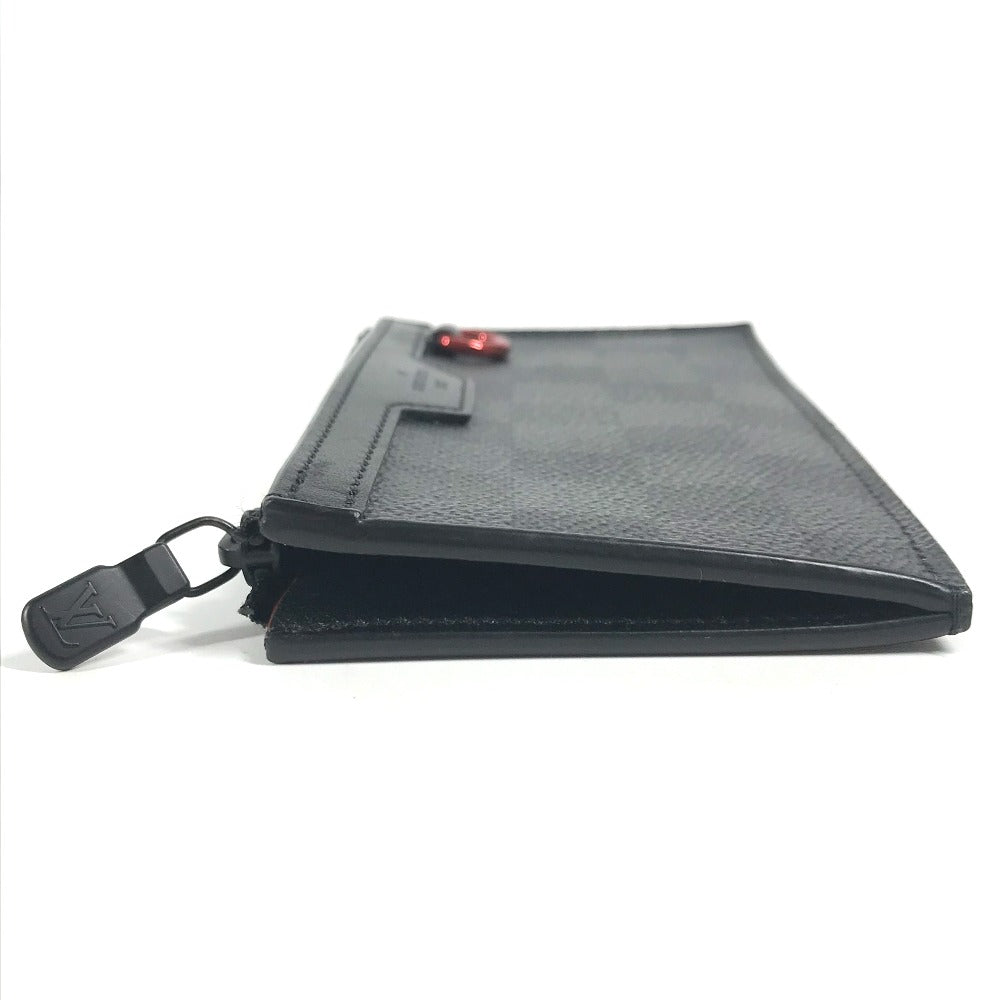 LOUIS VUITTON Coin case N60354 Damier Grafitto Canvas black Damier Grafitte Utility coin card holder mens Secondhand Authentic