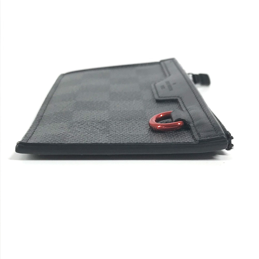 LOUIS VUITTON Coin case N60354 Damier Grafitto Canvas black Damier Grafitte Utility coin card holder mens Secondhand Authentic