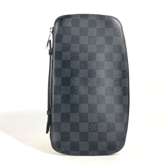 LOUIS VUITTON Long Wallet Purse N48255 Damier Grafitto Canvas black Damier Grafitte Atholl Organizer mens Used Authentic