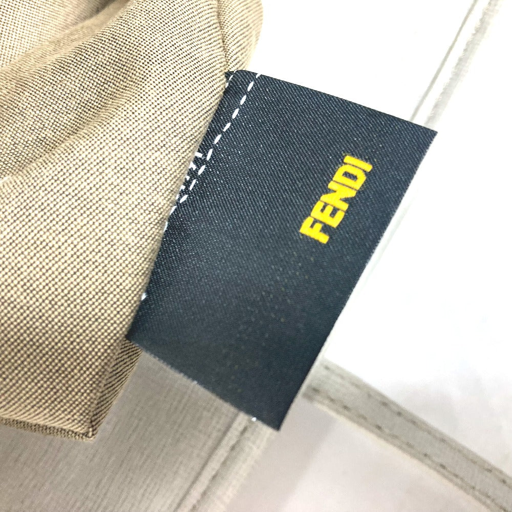 FENDI Shoulder Bag 8BH185 Leather / canvas white Bag Shoulder Bag Tote Bag Zucca logo metal plate Women Used Authentic