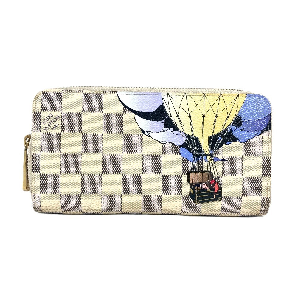 LOUIS VUITTON Long Wallet Purse N63006 Damier Azur Canvas white Damier Azur Balloon motif Women Used Authentic