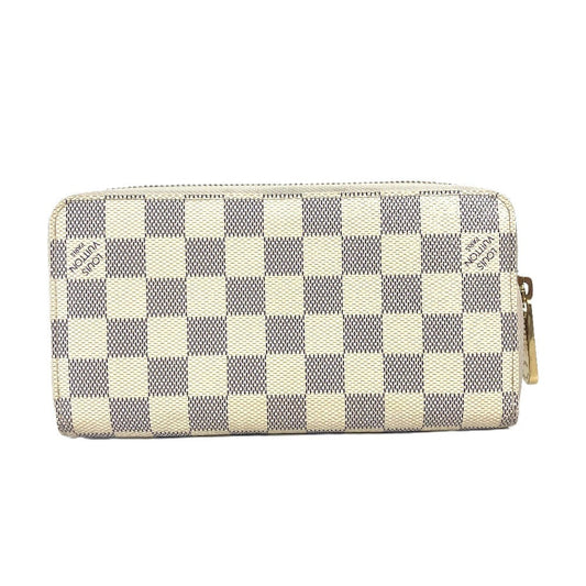 LOUIS VUITTON Long Wallet Purse N63006 Damier Azur Canvas white Damier Azur Balloon motif Women Used Authentic