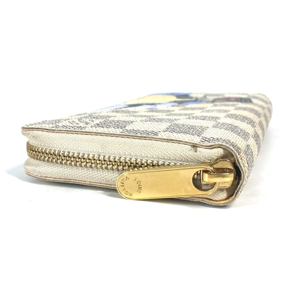 LOUIS VUITTON Long Wallet Purse N63006 Damier Azur Canvas white Damier Azur Balloon motif Women Used Authentic