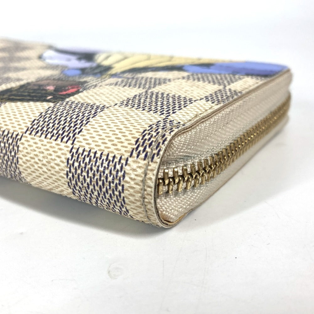 LOUIS VUITTON Long Wallet Purse N63006 Damier Azur Canvas white Damier Azur Balloon motif Women Used Authentic