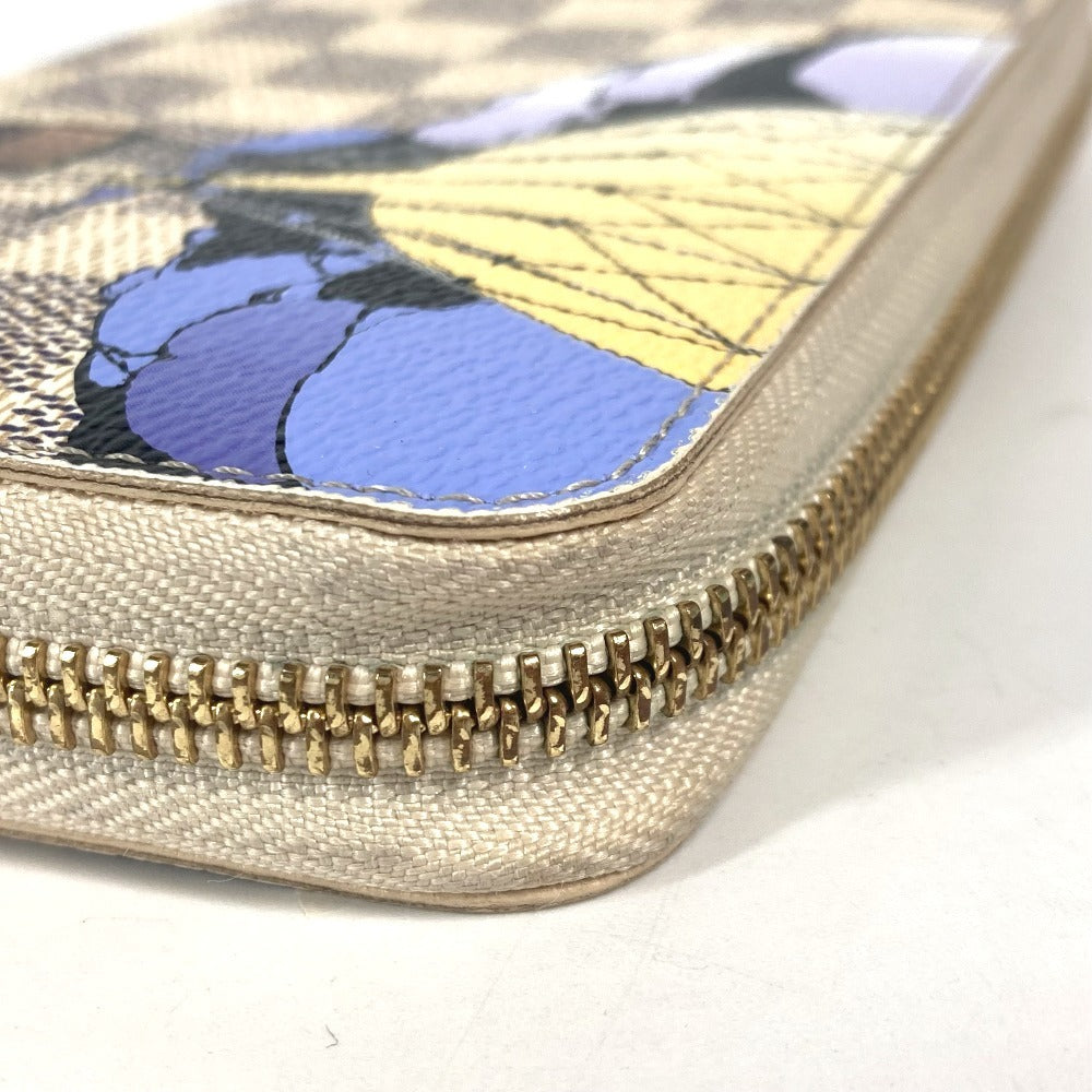 LOUIS VUITTON Long Wallet Purse N63006 Damier Azur Canvas white Damier Azur Balloon motif Women Used Authentic