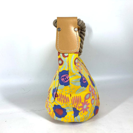 CHANEL Shoulder Bag canvas yellow High summer Flower Pattern