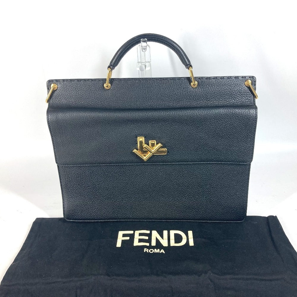 FENDI Business bag 7VA462 leather black Bag Handbag Tote Bag Briefcase Double Face