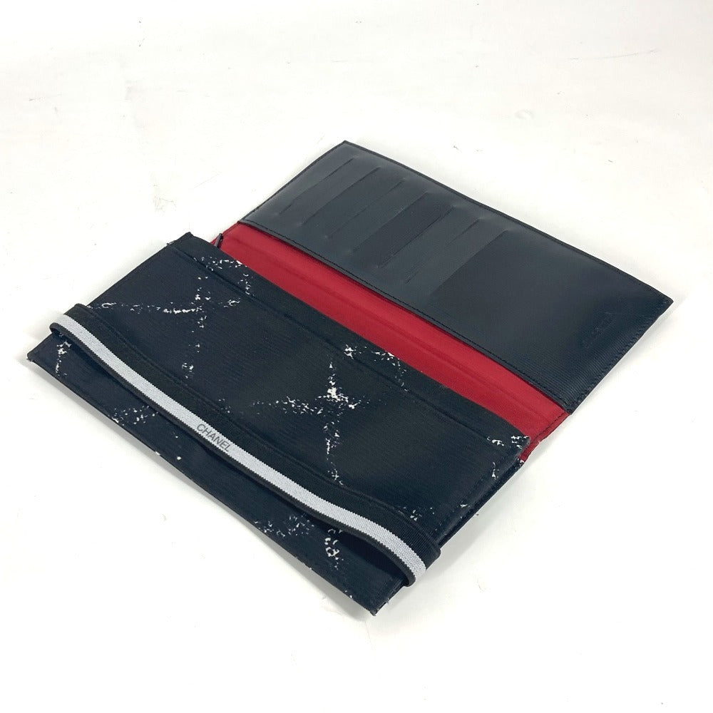 CHANEL Long Wallet Purse A14344 Nylon black Old travel line Women Used Authentic