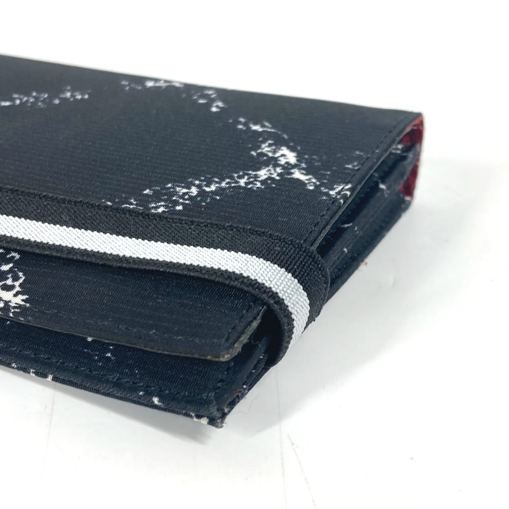 CHANEL Long Wallet Purse A14344 Nylon black Old travel line Women Used Authentic
