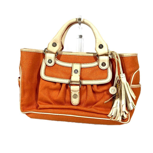 CELINE Handbag Leather / canvas Orange Fringe Tassel Triomphe Logo Boogie bag