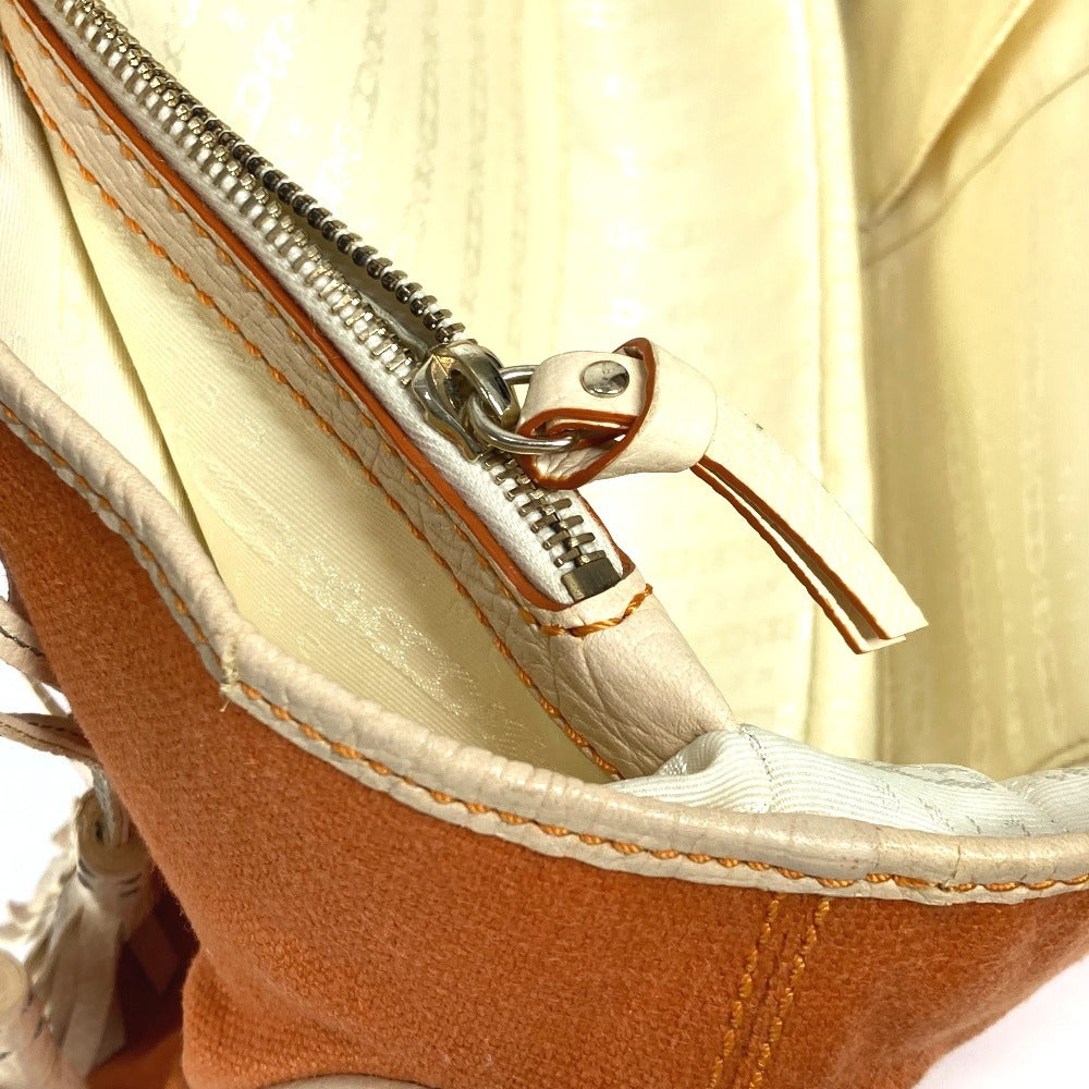 CELINE Handbag Leather / canvas Orange Fringe Tassel Triomphe Logo Boogie bag