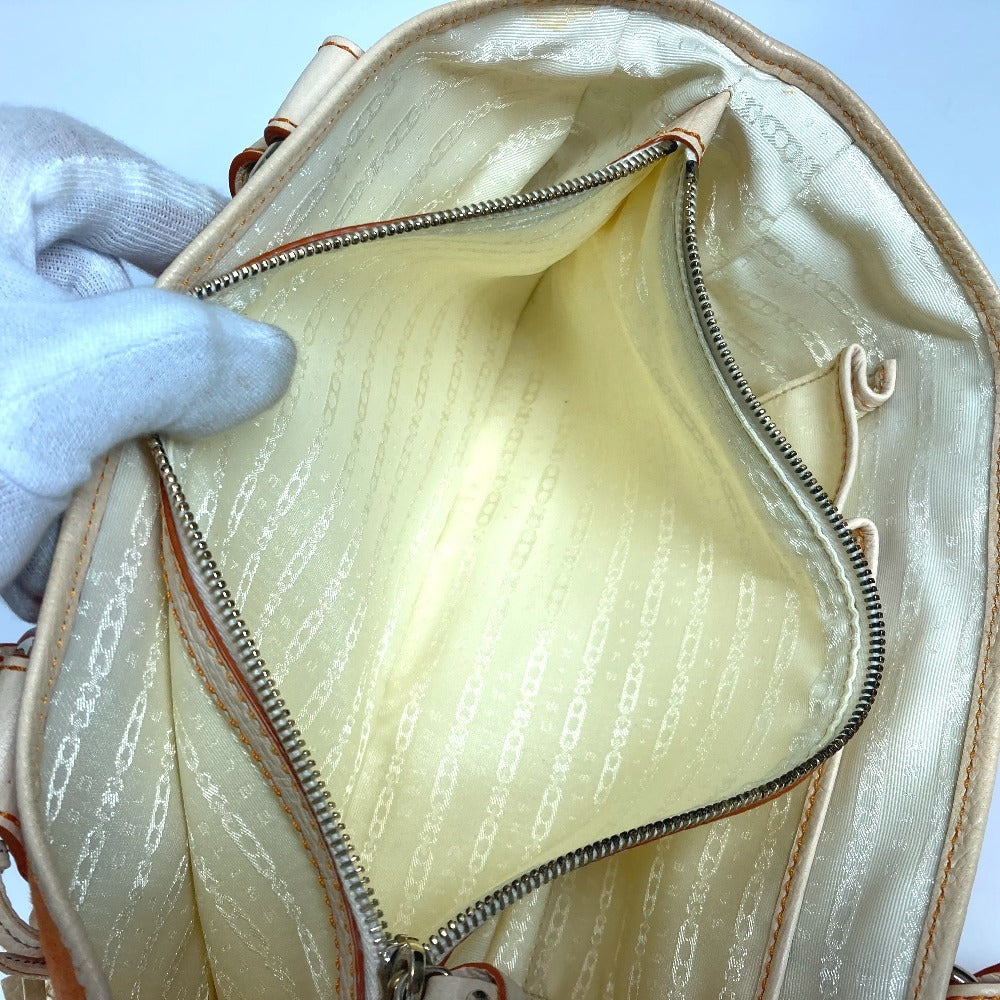 CELINE Handbag Leather / canvas Orange Fringe Tassel Triomphe Logo Boogie bag