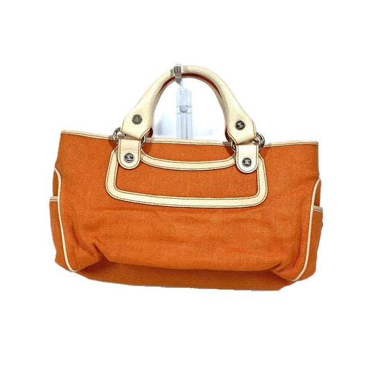CELINE Handbag Leather / canvas Orange Fringe Tassel Triomphe Logo Boogie bag