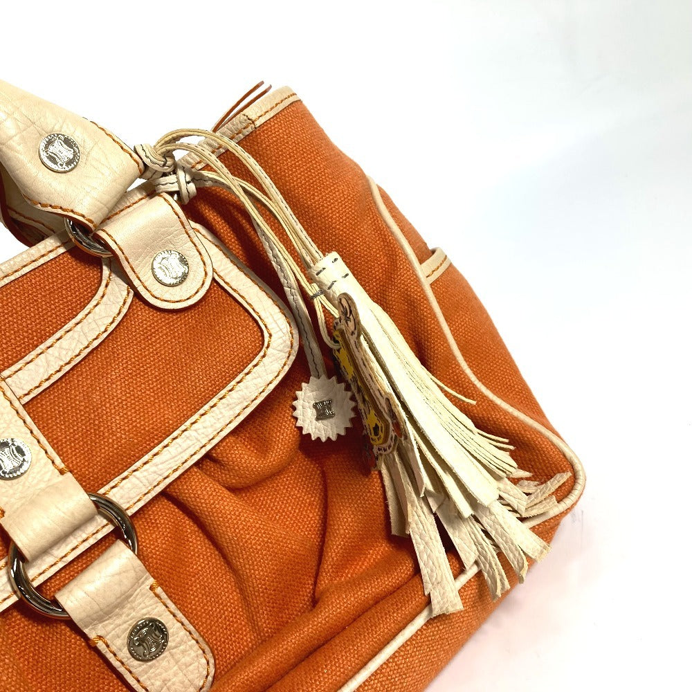 CELINE Handbag Leather / canvas Orange Fringe Tassel Triomphe Logo Boogie bag
